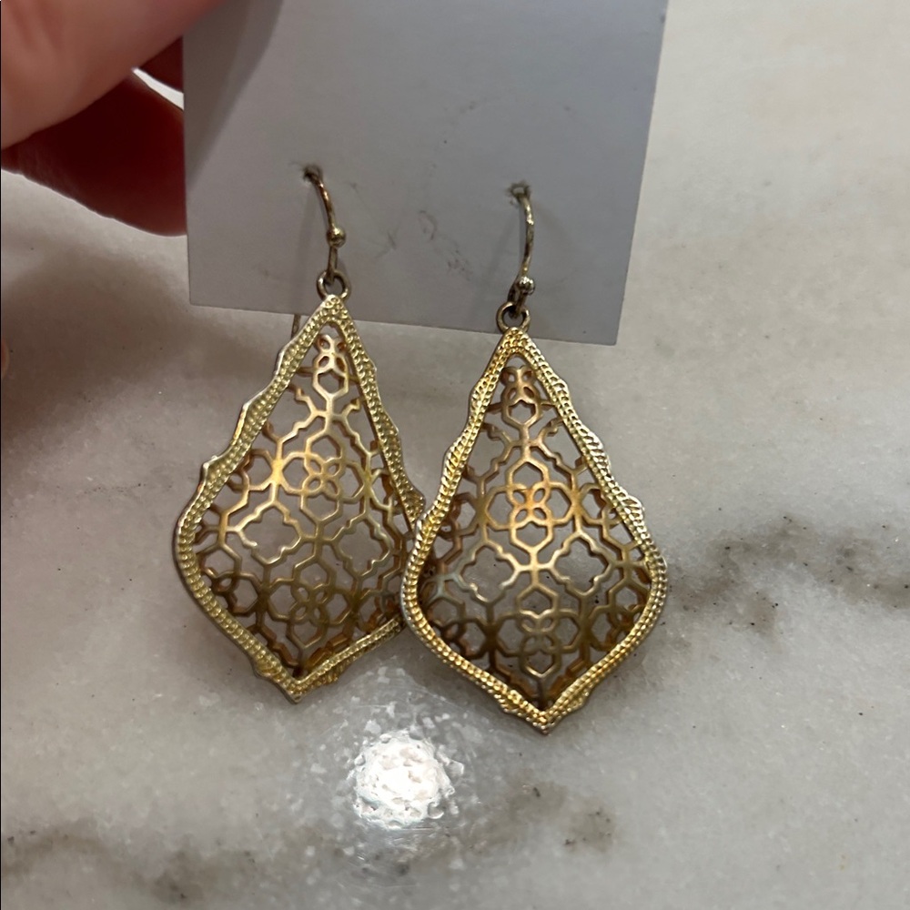 Kendra Scott Gold Filigree Earrings 14k gold over brass